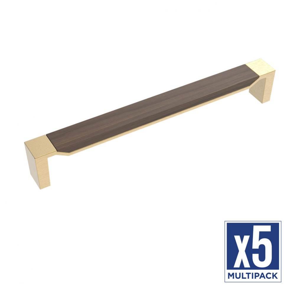 Fuse Collection Appliance Pull 12 Inch Center to Center Brushed Golden Brass with Walnut Finish (5