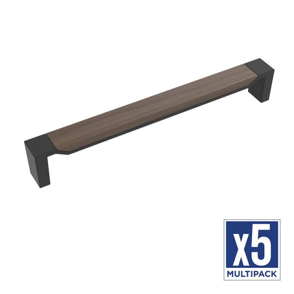 Fuse Collection Appliance Pull 12 Inch Center to Center Matte Black with Walnut Finish (5 Pack)