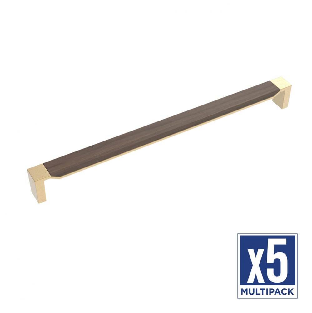 Fuse Collection Appliance Pull 18 Inch Center to Center Brushed Golden Brass with Walnut Finish (5