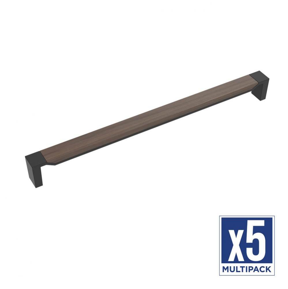 Fuse Collection Appliance Pull 18 Inch Center to Center Matte Black with Walnut Finish (5 Pack)