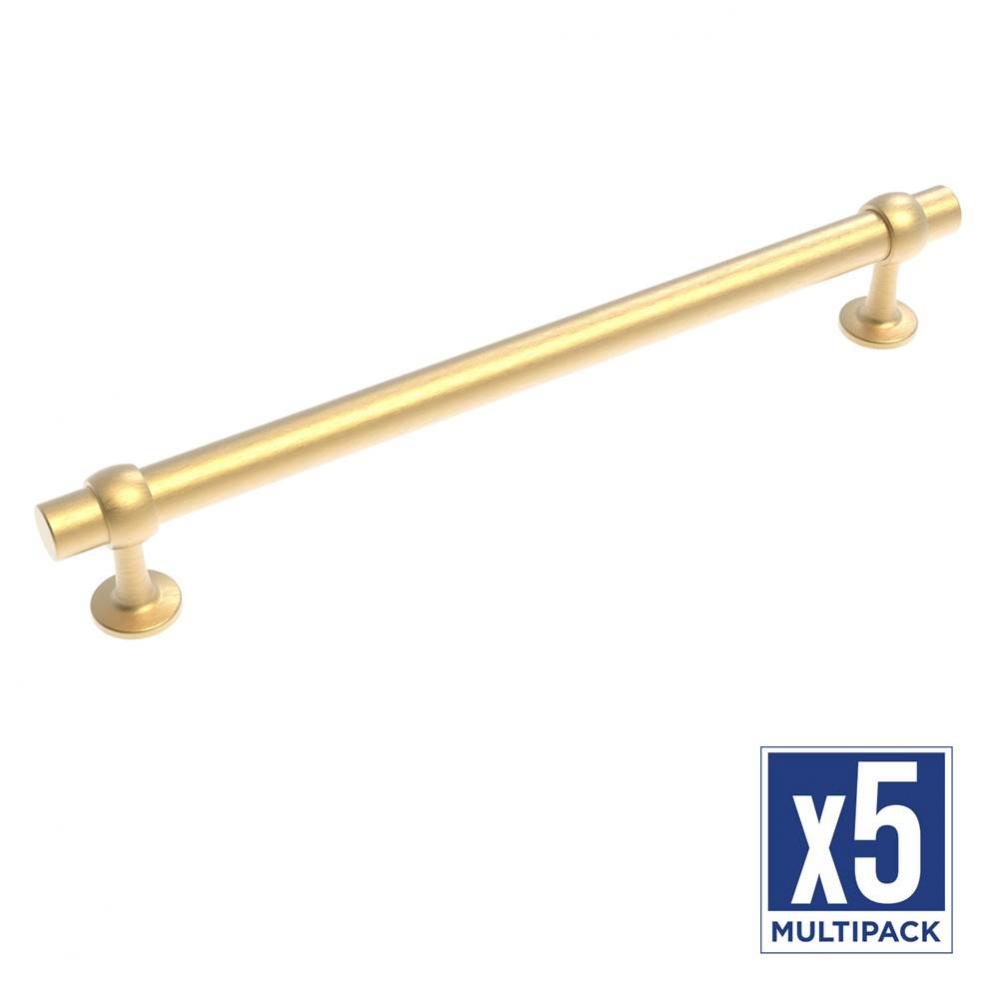 Ostia Collection Appliance Pull 12 Inch Center to Center Brushed Golden Brass Finish (5 Pack)