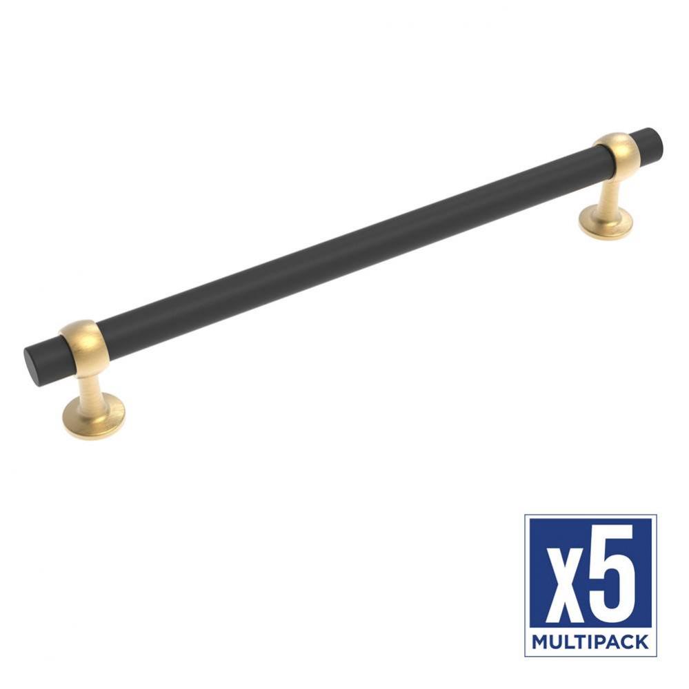 Ostia Collection Appliance Pull 12 Inch Center to Center Matte Black and Brushed Golden Brass Fini