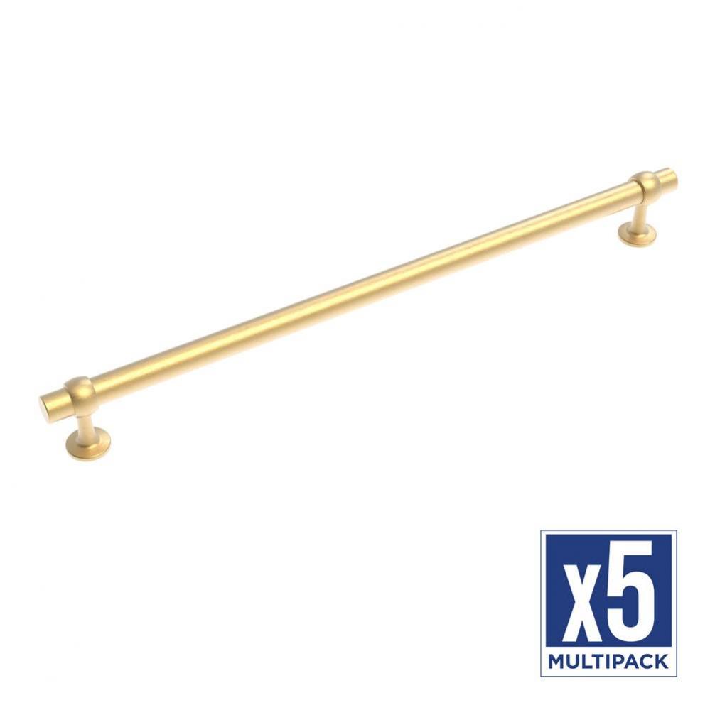 Ostia Collection Appliance Pull 18 Inch Center to Center Brushed Golden Brass Finish (5 Pack)