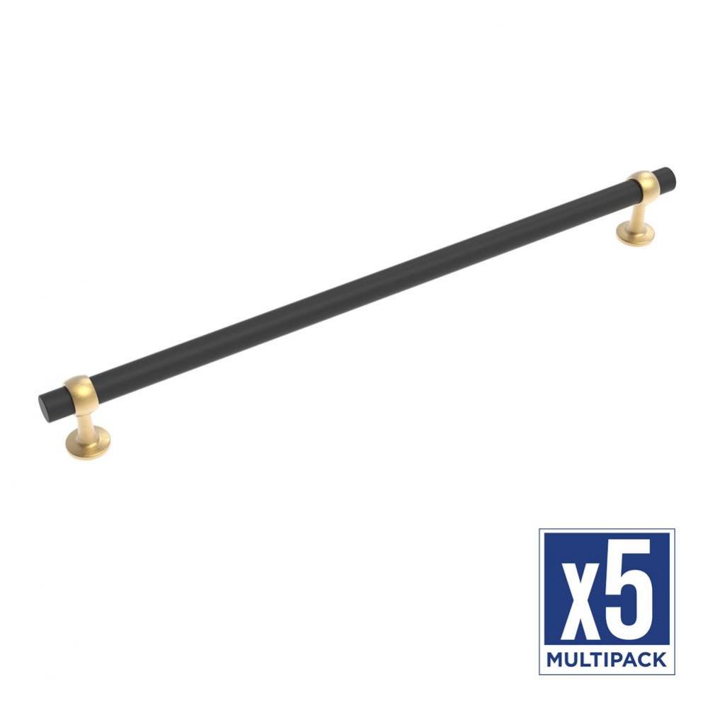 Ostia Collection Appliance Pull 18 Inch Center to Center Matte Black and Brushed Golden Brass Fini
