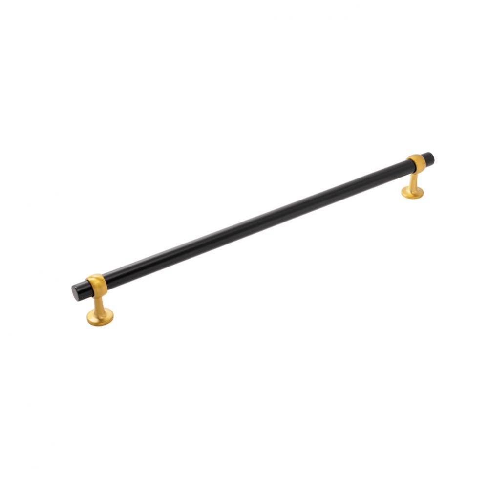 Ostia Collection Appliance Pull 18 Inch Center to Center Matte Black and Brushed Golden Brass Fini