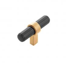 Belwith Keeler B076886-MBBGB - Sinclaire Collection T-Knob 2-3/8 Inch x 3/4 Inch Matte Black and Brushed Golden Brass Finish