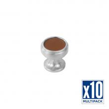 Belwith Keeler B077977LRSN-10B - Reserve Collection Knob 1-1/4 Inch Diameter Satin Nickel with Brown Leather Finish (10 Pack)