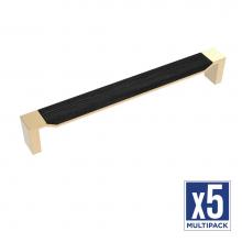 Belwith Keeler B079354WB-BGB-5B - Fuse Collection Appliance Pull 12 Inch Center to Center Brushed Golden Brass with Black Wood Finis
