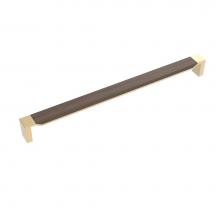 Belwith Keeler B079355WN-BGB - Fuse Collection Appliance Pull 18 Inch Center to Center Brushed Golden Brass with Walnut Finish