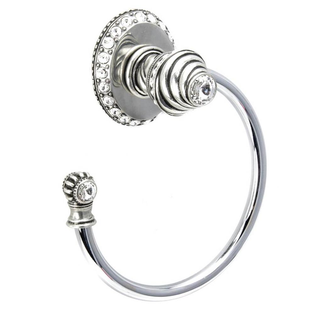 Cache Ll Large Swing Towel Smooth Ring Left w/ 42 Rivoli Swarovski Crystals