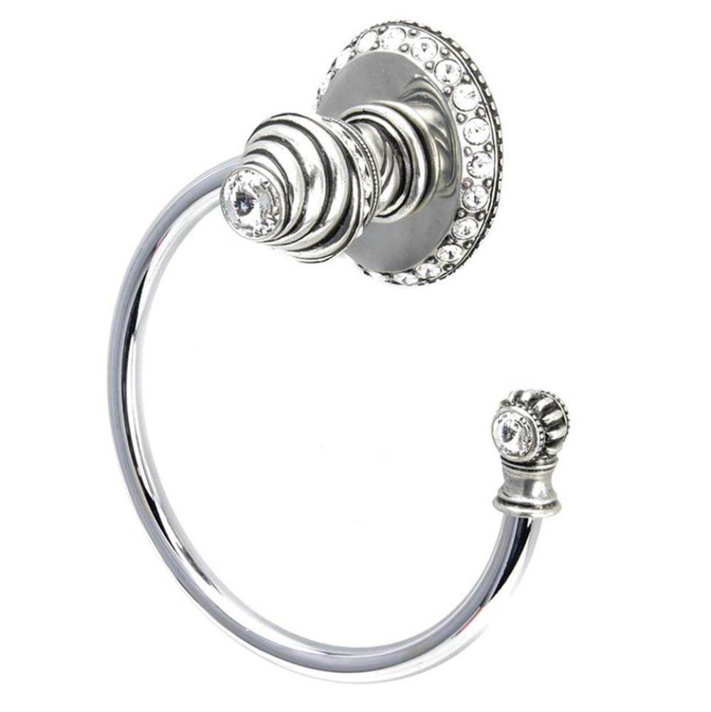 Cache Ll Large Swing Towel Smooth Ring Right w/ 42 Rivoli Swarovski Crystals