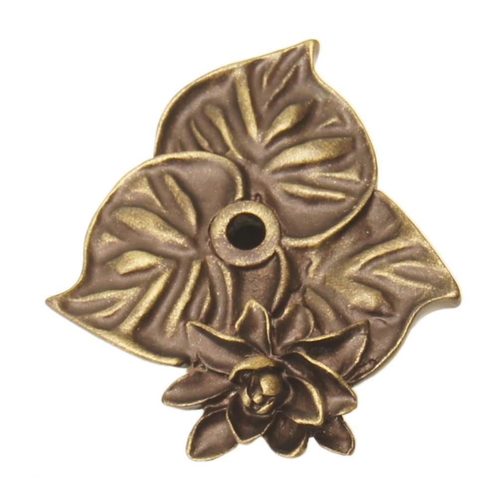 In The Garden Antique Brass Triple Lily Pad Back Plate