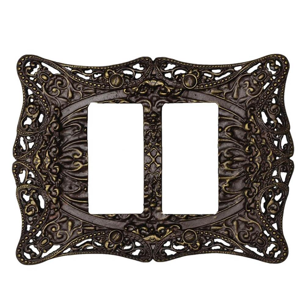 Carpe Diem 5004-3 Acanthus Antique Brass double rocker/GFI switchplate