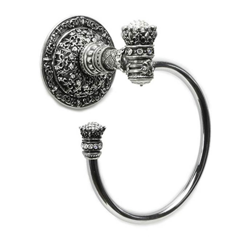 Queen Elizabeth Swing Towel Smooth Ring Left w/ Swarovski Crystals