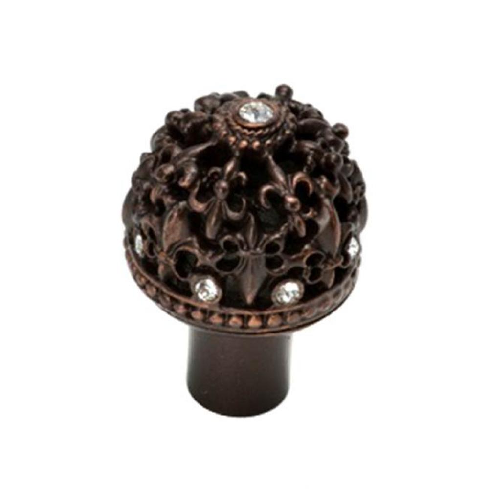 Versailles Medium Round Knob & Small Elongated Back Plate Fleur De Lys Open Basket w/ Swarovsk