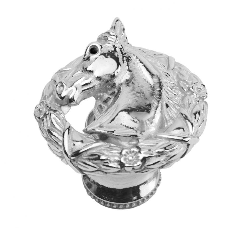 Horse In Classic Laurel Leaf Wreath Knob Left