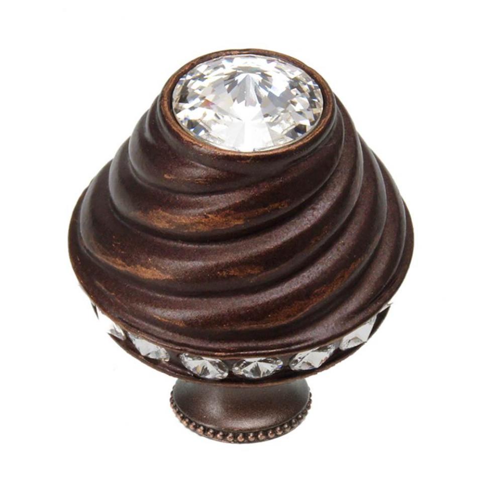 Cache Medium Round Knob w/ Flared Foot w/ 19 Rivoli Swarovski Crystals