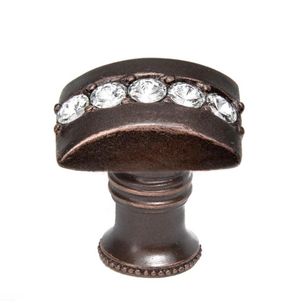 Cache Rectangle Knob w/ Flared Foot w/ Center Of 5 Rivoli Swarovski Crystals