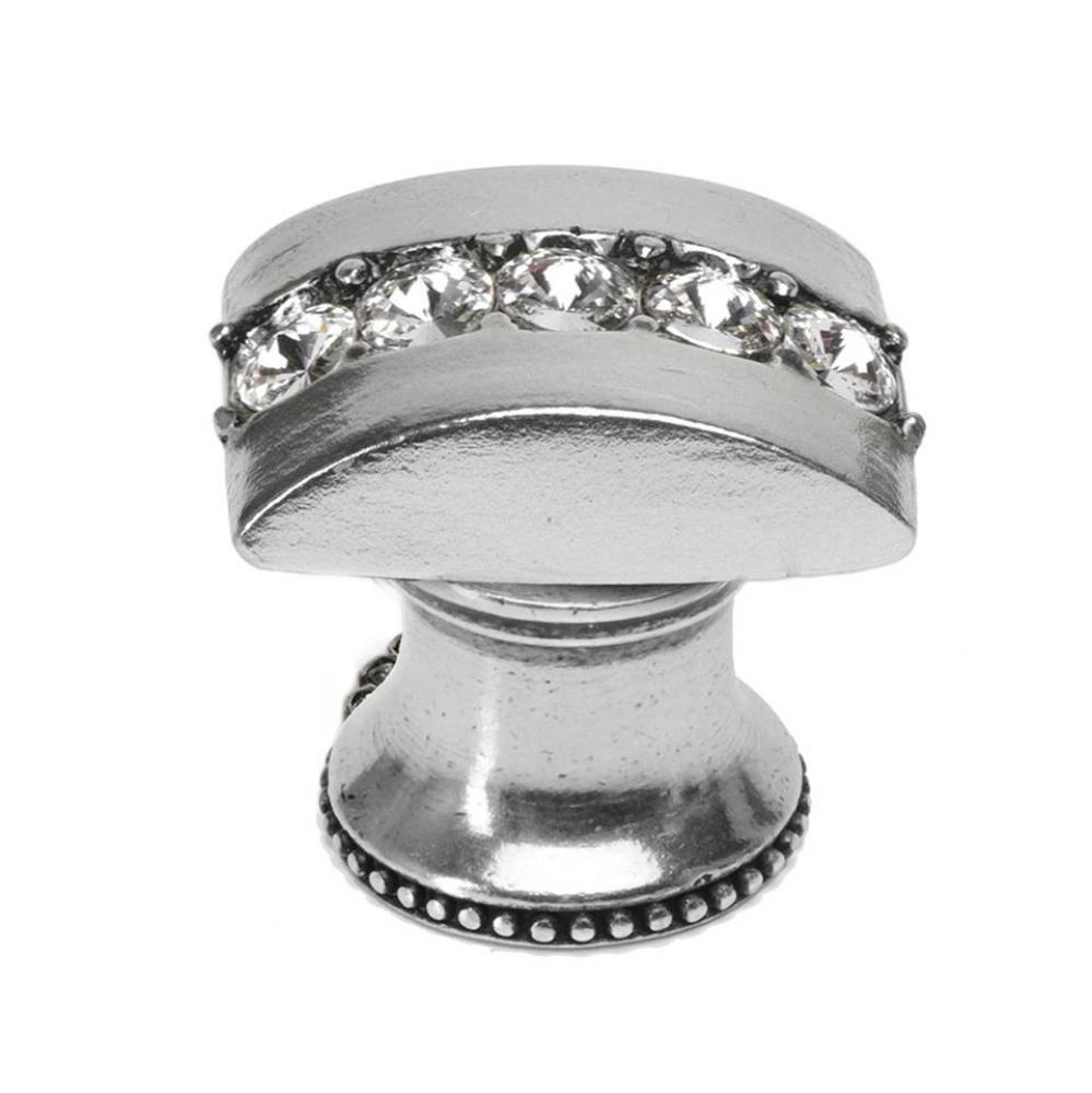 Cache Rectangle Knob w/ Flared Foot w/ Center Of 5 Rivoli Swarovski Crystals