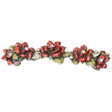 Carpe Diem Hardware 2958-9 - In The Garden Chalice Rose 4'' O.C. Pull With Swarovski Clear Crystals And Ruby Red Glaz