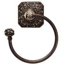 Carpe Diem Hardware 4058-3 - Juliane Grace Swing Towel Smooth Ring Left w/ 131 Swarovski Crystals