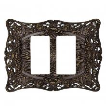 Carpe Diem Hardware 5004-3 - Carpe Diem 5004-3 Acanthus Antique Brass double rocker/GFI switchplate