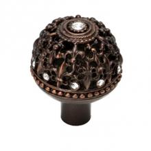 Carpe Diem Hardware 7612B-3 - Versailles Large Round Knob Fleur De Lys Open Basket w/ Swarovski Crystals