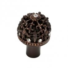 Carpe Diem Hardware 7613B-3 - Versailles Medium Round Knob Fleur De Lys Open Basket w/ Swarovski Crystals