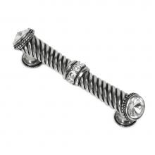 Carpe Diem Hardware 880-9 - Cache 4'' O.C. Large Pull w/ End & Center 7 Rivoli Swarovski Crystals