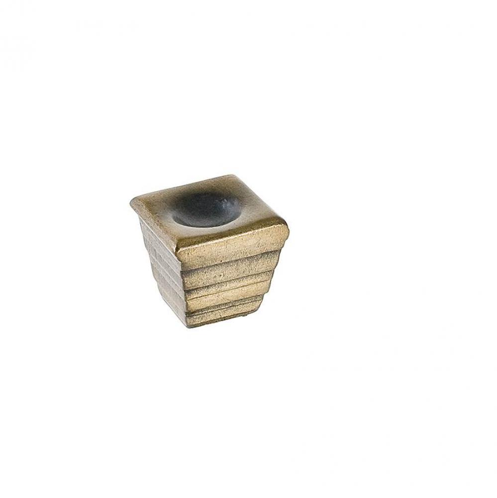 Forged 2 Small Cube Knob 1 Inch - Antique Brass