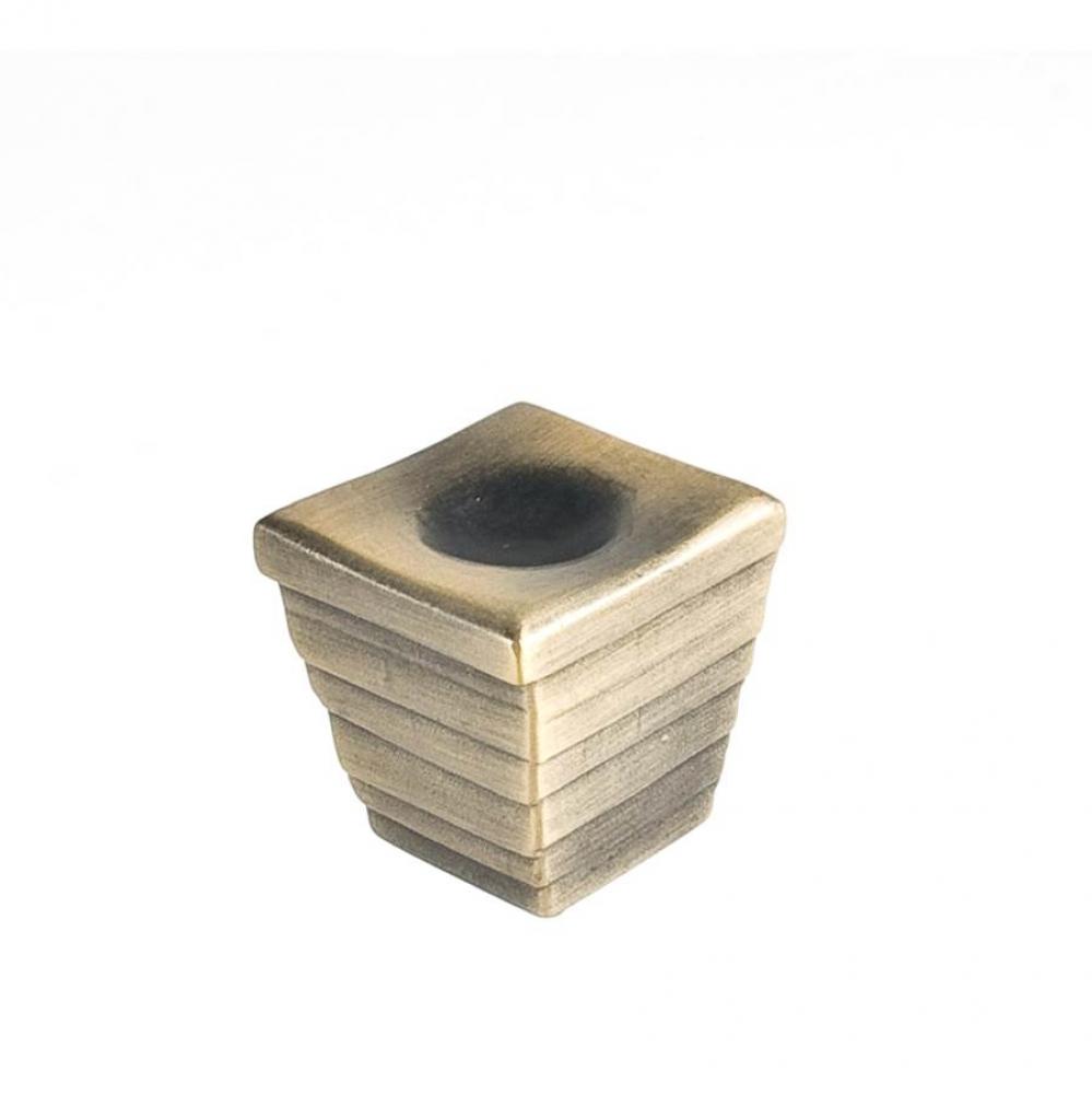 Forged 2 Large Cube Knob 1 3/8 Inch - Antique Brass