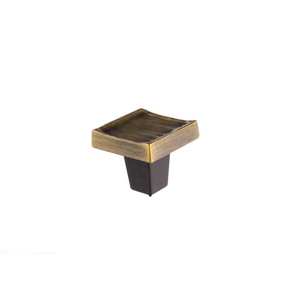 Forged 3 Square Knob 1 1/4 Inch - Antique Brass