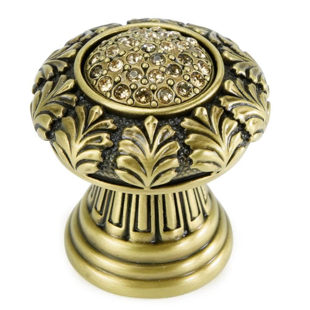 Verona Knob; Decorated With Light Colorado Topaz Swarovski Crystal; Satin Nickel Finish