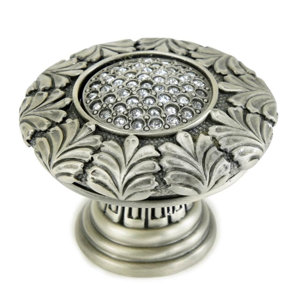 Verona Knob; Decorated With Clear Swarovski Crystals; Antique Nickel Finish
