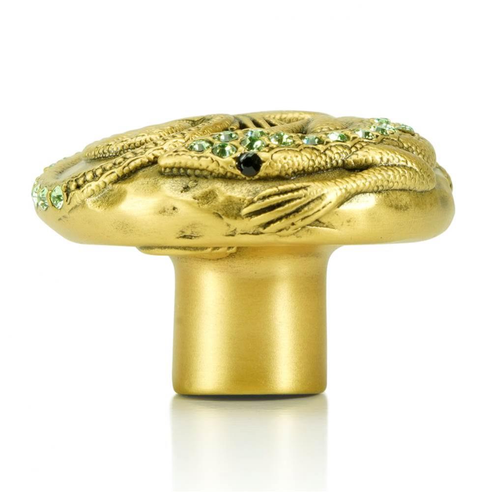 Knob; Lizard; Peridot Crystal Museum Gold Finish