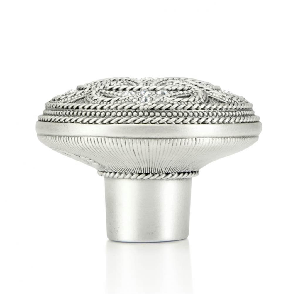 Knob; Clear Crystal Matte Silver Finish