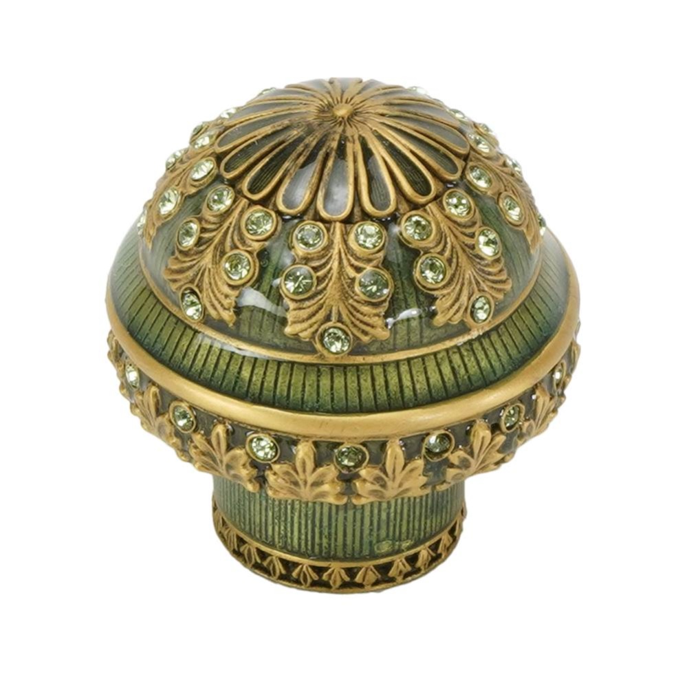 Edgar Berebi Wellington Knob Evergreen Enamel Decorated With Peridot Swarovski Crystals In Museum