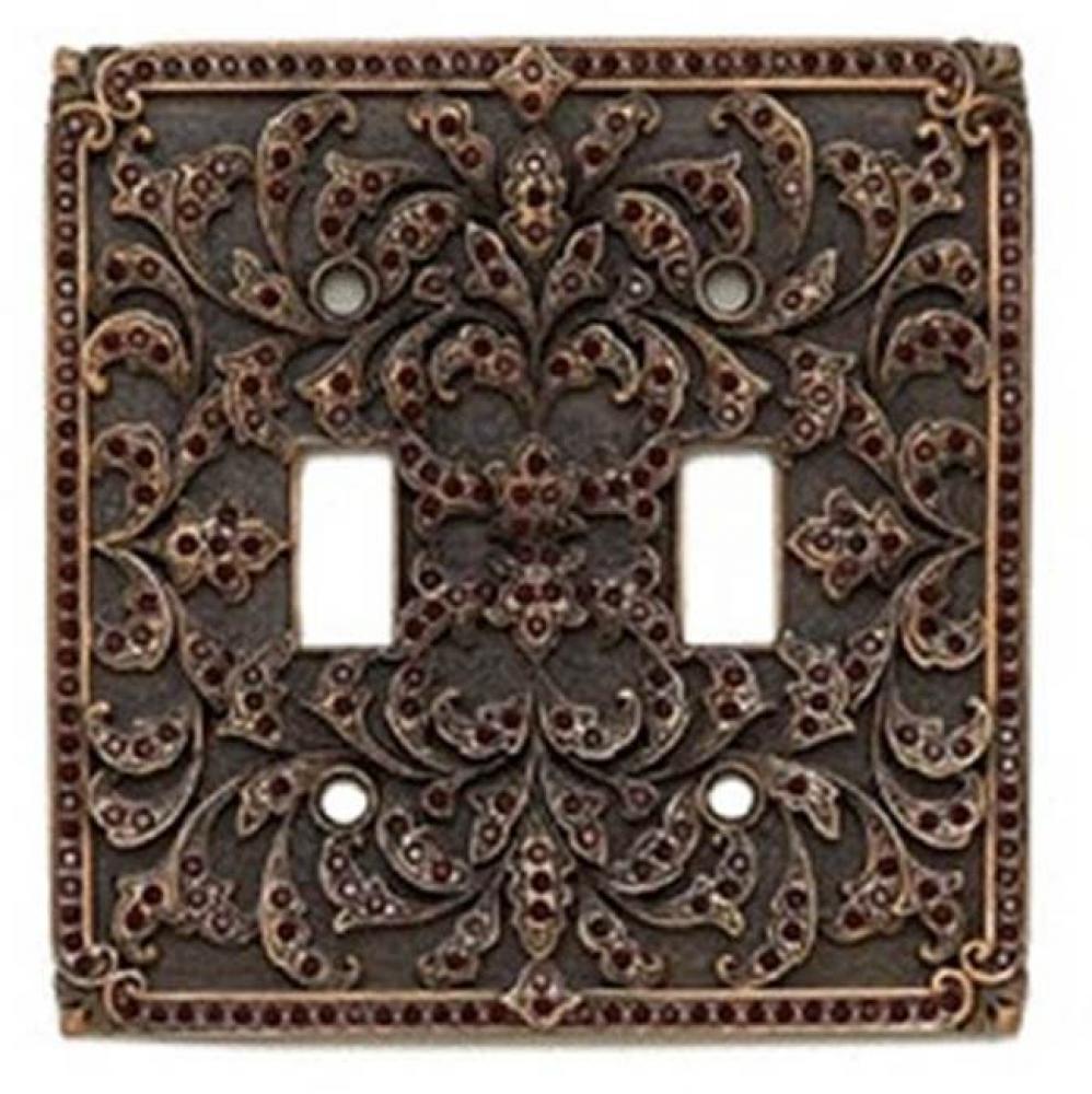 DOUBLE TOGGLE SWITCH PLATE COVER; BURG. CRYSTAL