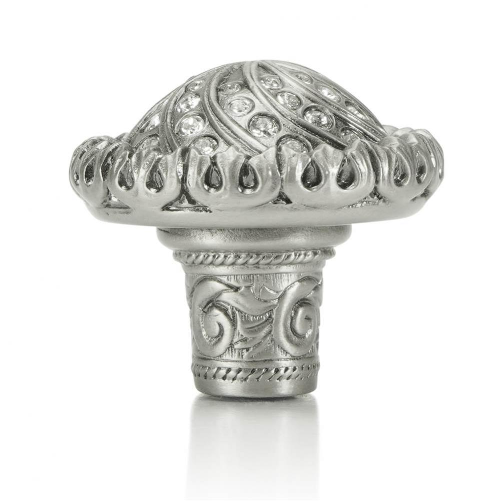 Fontainebleau Knob; Clear Crystal Antique Nickel Finish