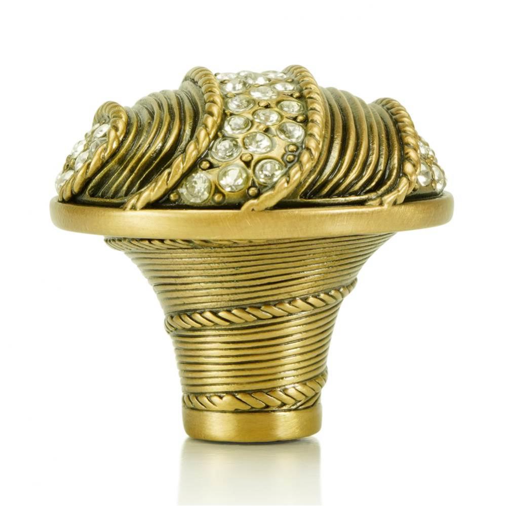 Waldorf Knob; Clear Crystal Museum Gold Finish