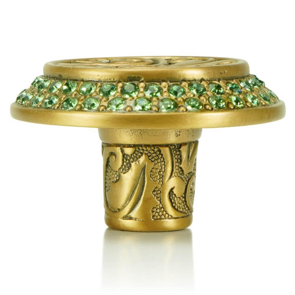 Rookwood Knob; Erinite Green Crystal Museum Gold Finish