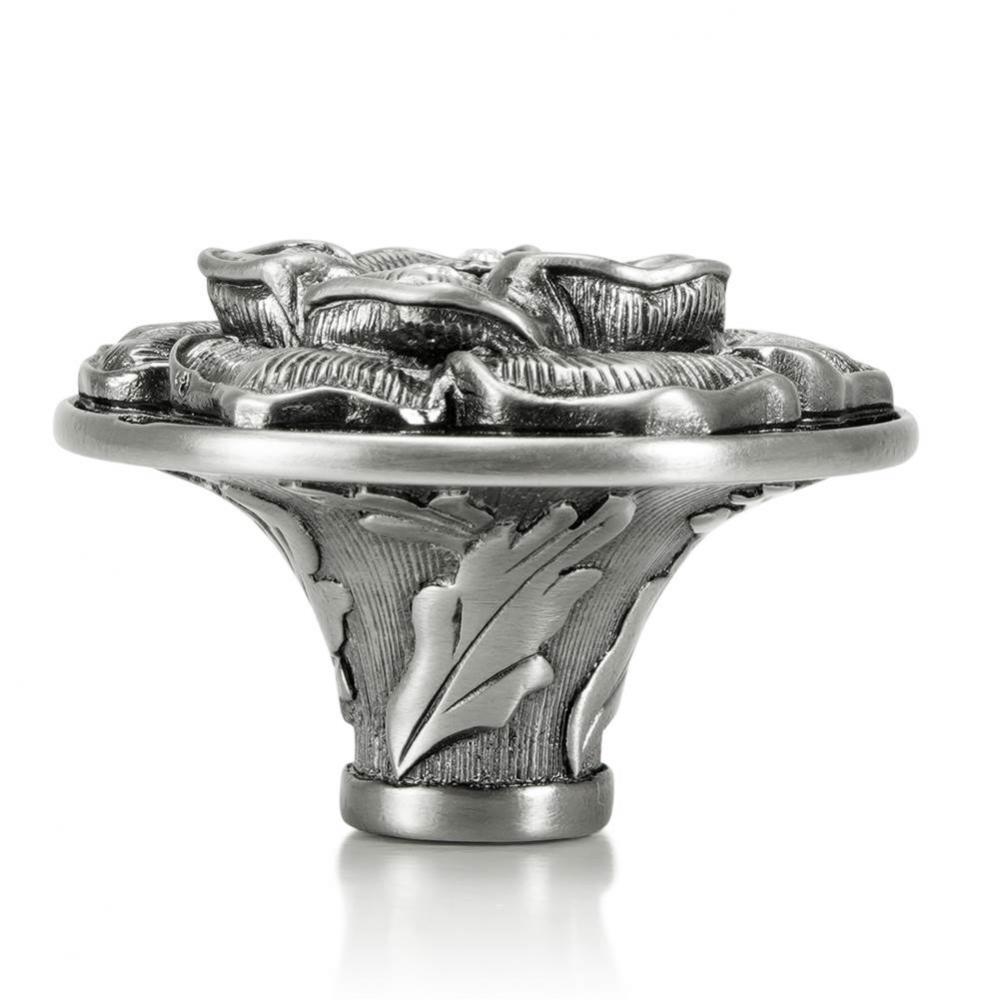 Floral View Knob; Clear Crystal Antique Nickel Finish