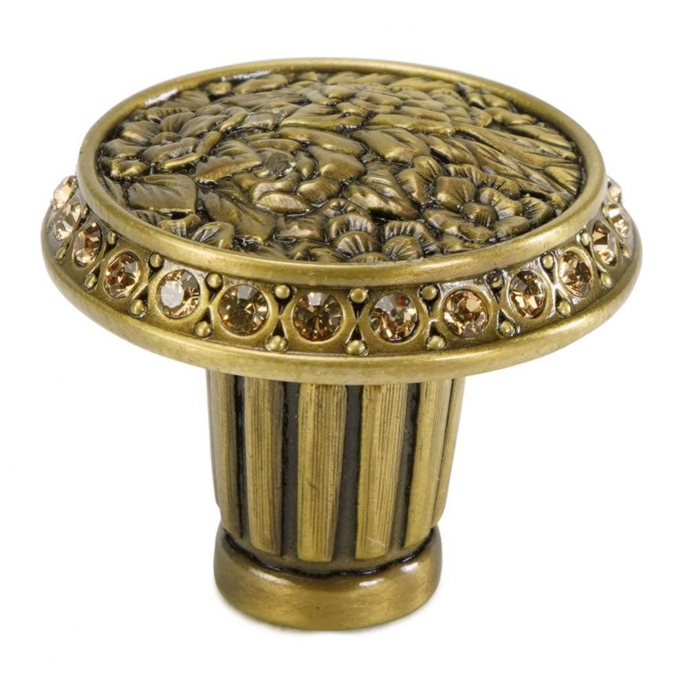 Nantucket Nantucket Knob Decorated With Light Colorado Topaz Swarovski Crystals In Burnished Brass