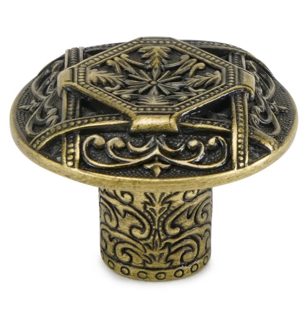 Portsmouth Knob In Artisan Brass Plate