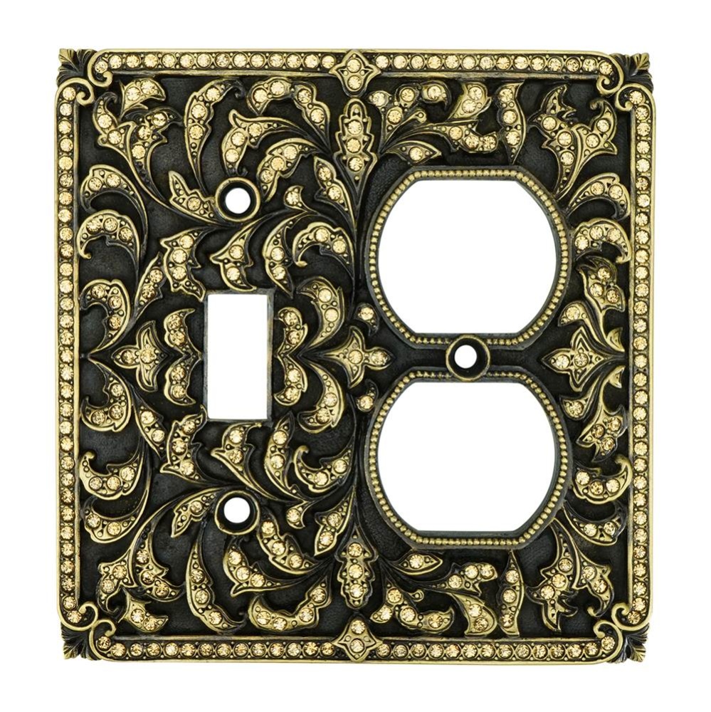 Double Outlet/ Single Toggle; Lt. Colorado Topaz Crystal