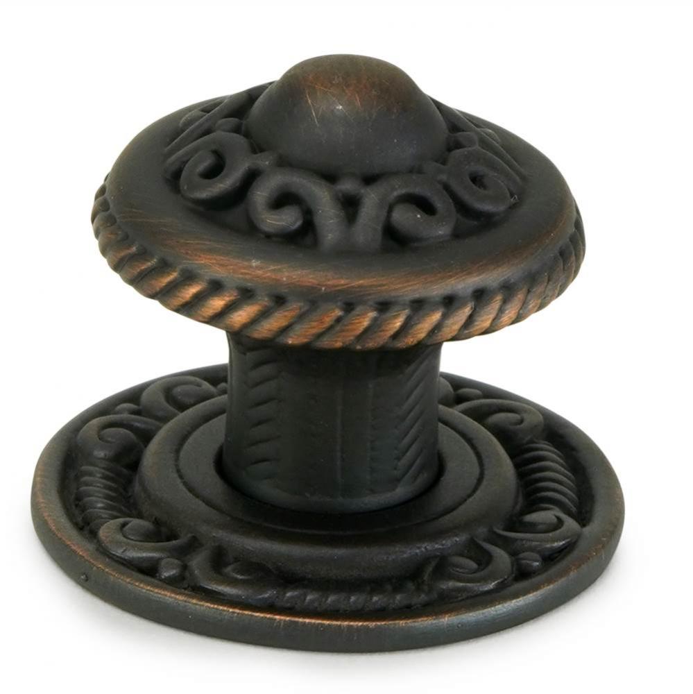 Americana Knob W/ Matching Back Plate In Oiled Bronze Plate