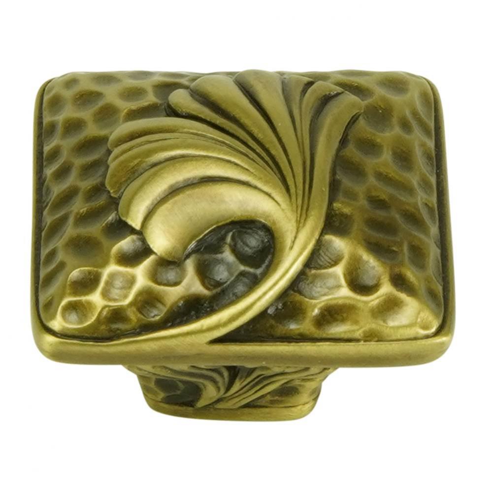 Edgar Berebi Arts and Craft Ginkgo Knob In Burnished Brass Plate