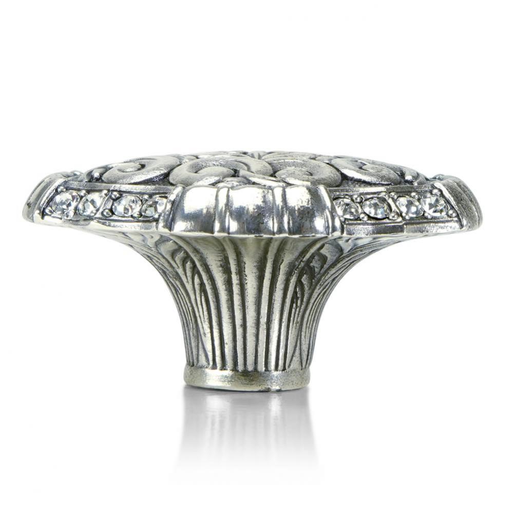 Belleview Knob; Clear Crystal Burnish Silver Finish