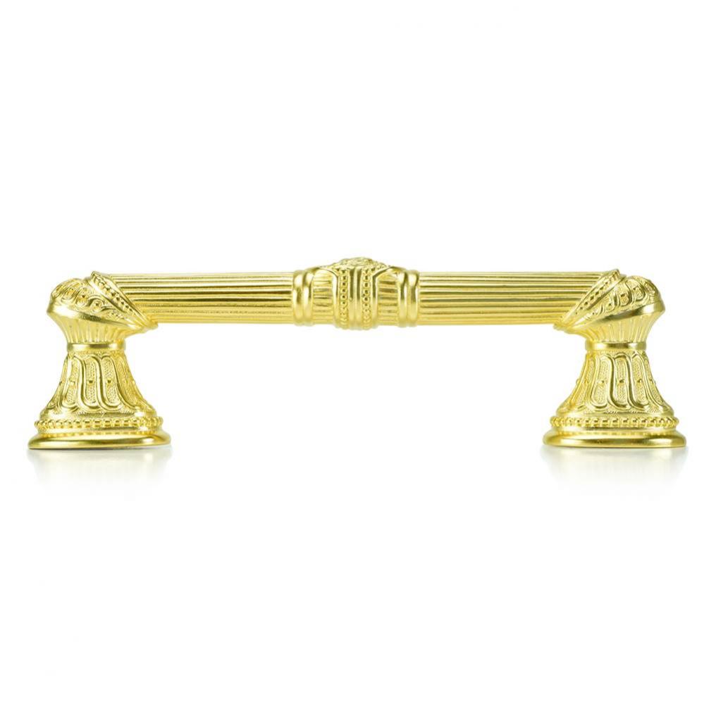 6'' C To C Empire Pull W/ Vertical Lion Motif; Satin Gold Finish