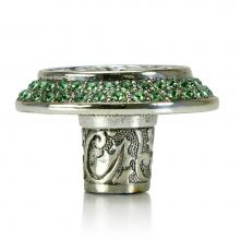 Edgar Berebi 7741/36 - Rookwood Knob; Erinite Green Crystal Burnish Silver Finish